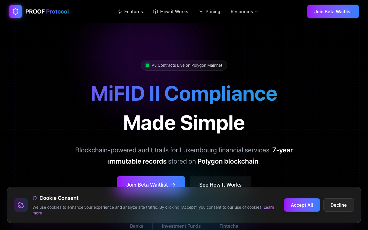 Screenshot of proof-protocol.eu